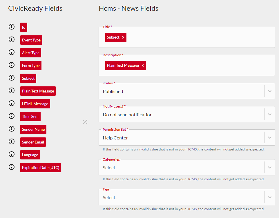 Map fields.