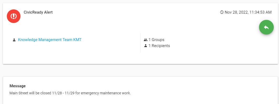 CivicReady alert example.