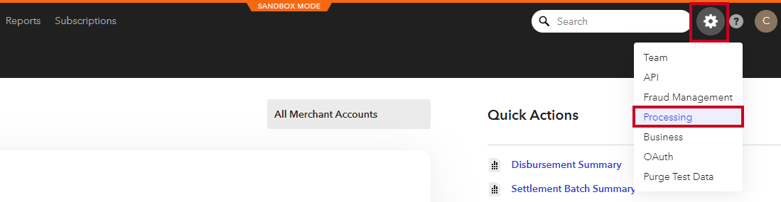 Processing option under Settings.