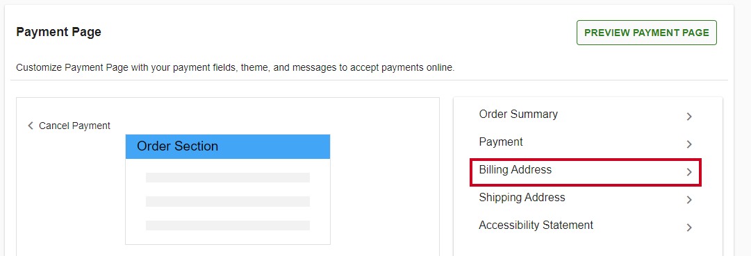 Billing address.