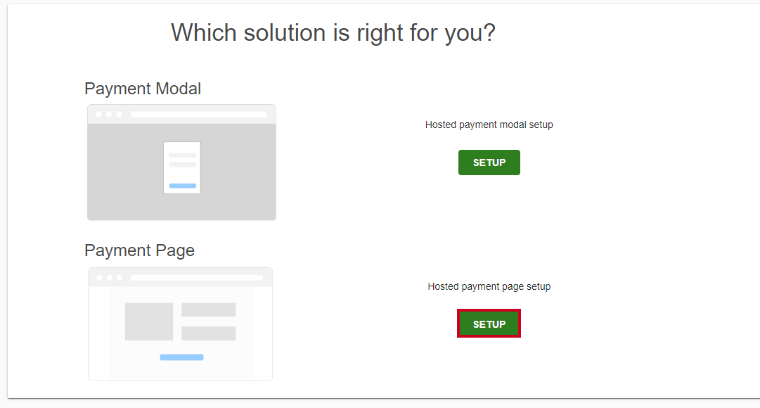 Setup payment page.