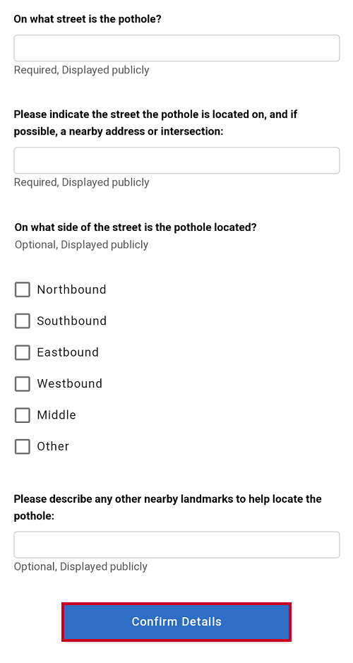 Confirm details button.
