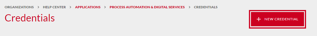 new credential button.