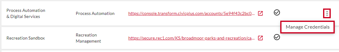 manage credentials option.