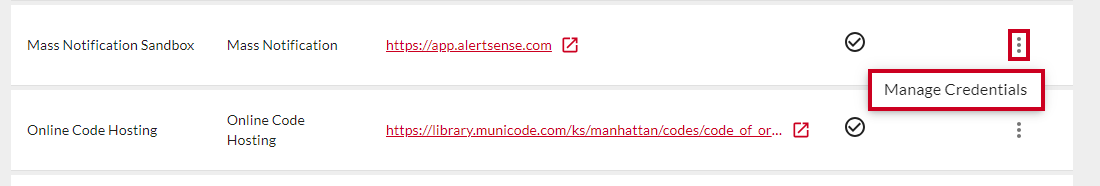 Manage credentials option.
