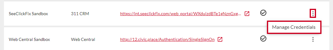 Manage credentials option.