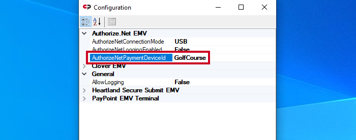 Authorize NET EMV payment device ID