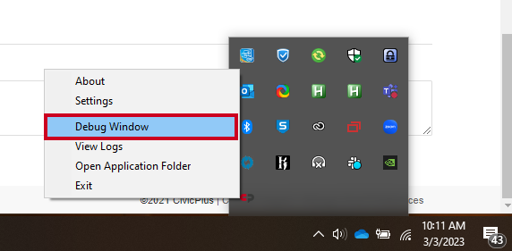 debug window