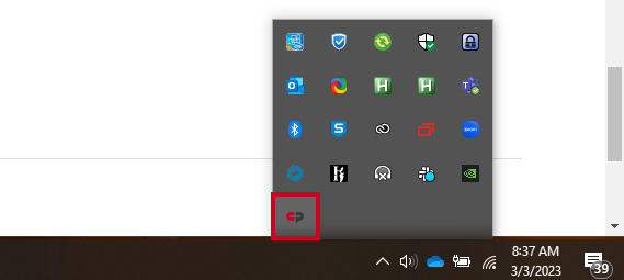 App in system tray.
