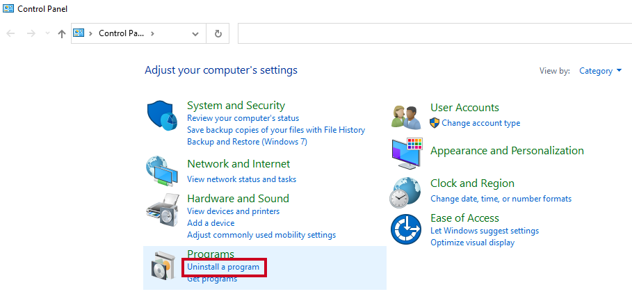 uninstall a program