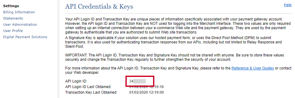 api login id.