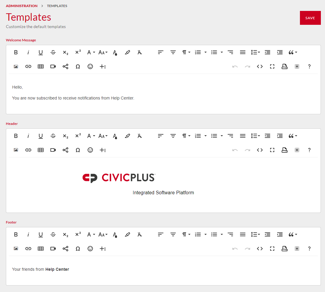 Edit template fields.