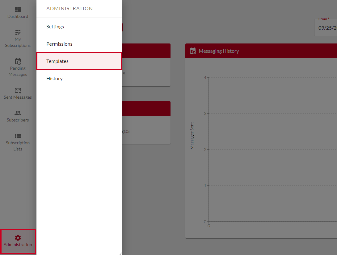 Templates menu.