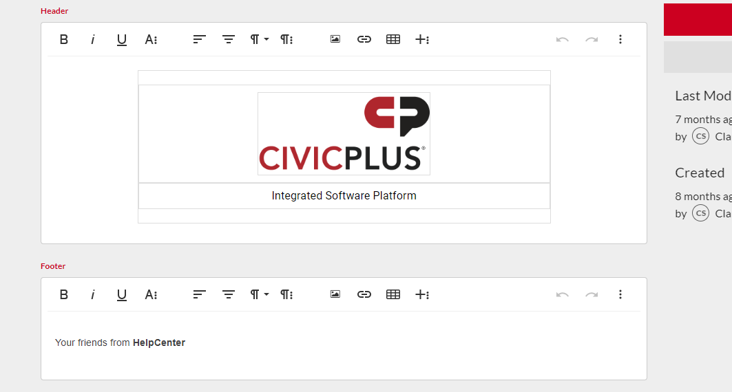 header and footer.