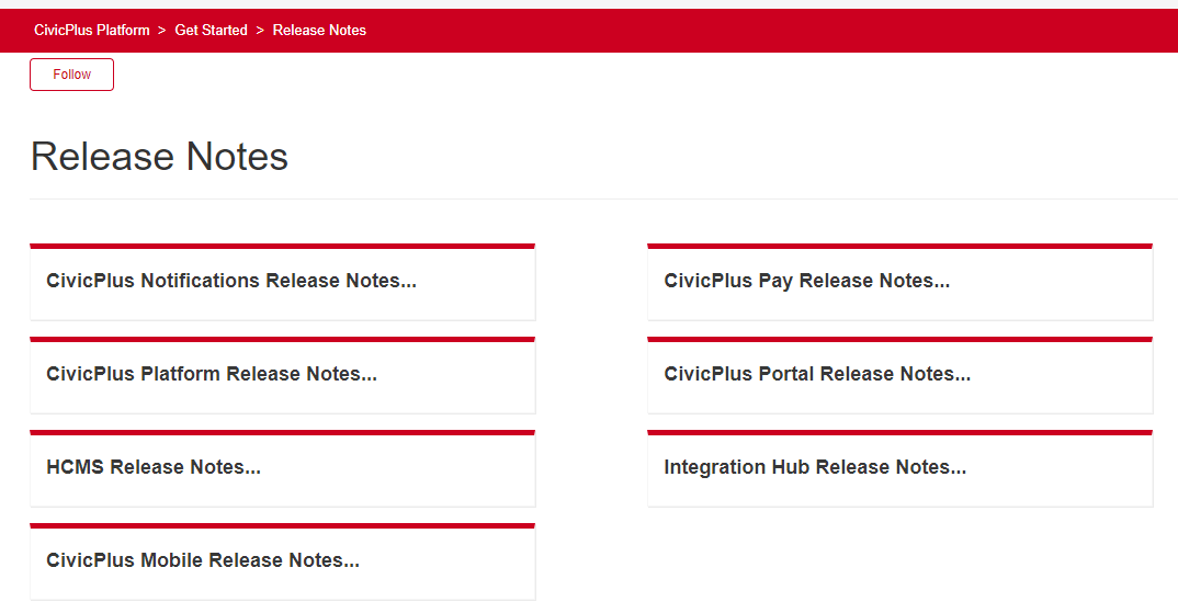 Release notes topics.