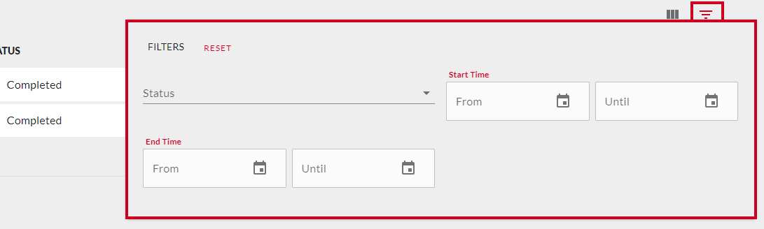 filters menu