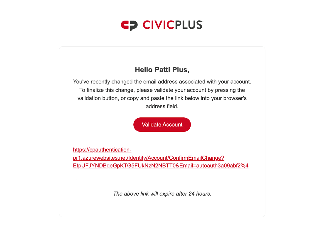 Validate account email.