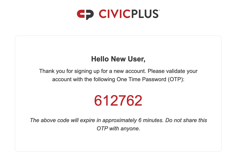one time password.