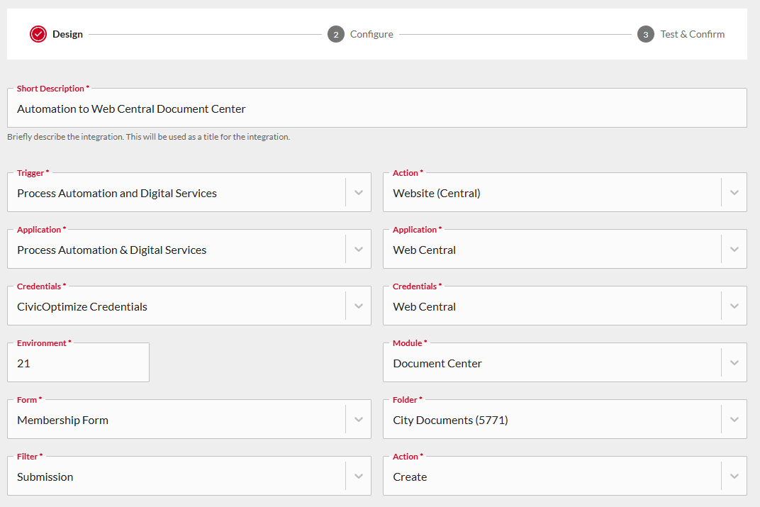 Automation integration example.