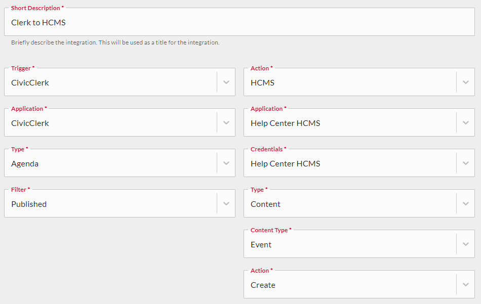 HCMS simple integration example.