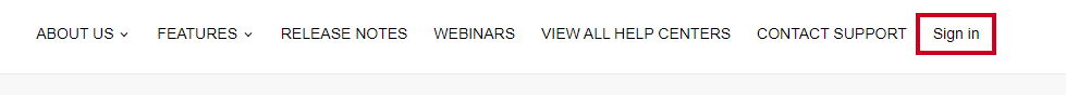 sign in link in header
