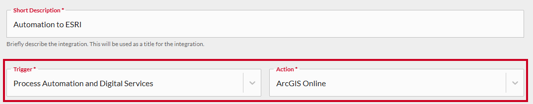 Trigger and action dropdowns.