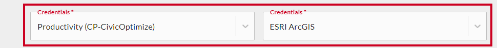 Credentials dropdowns.