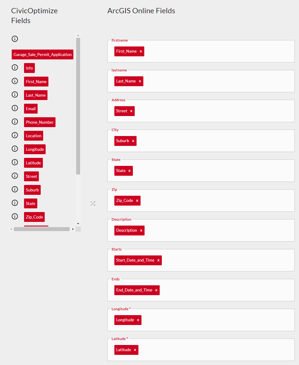 map optimize fields to ArcGIS.