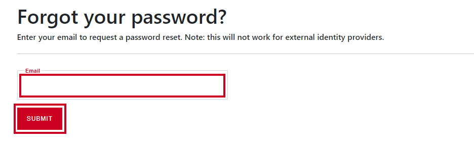 email field and red submit button.