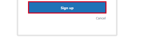 blue sign up button.