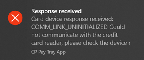 Transaction Failed Response.