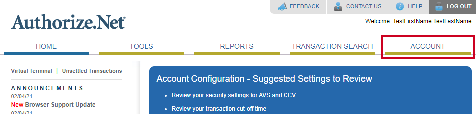 account authorize.