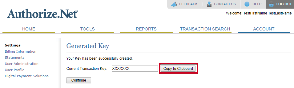Copy your key.