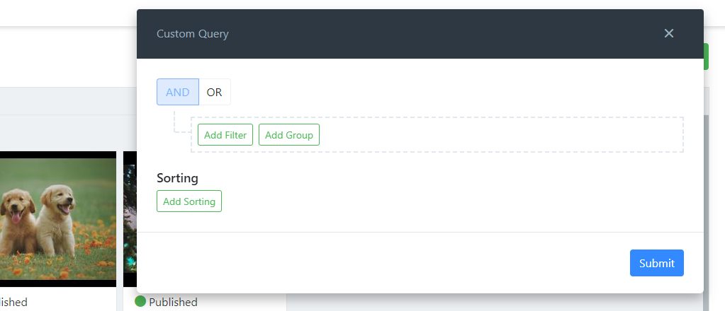 custom query options.