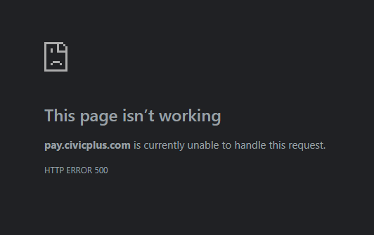CivicPlus Pay Error Page.