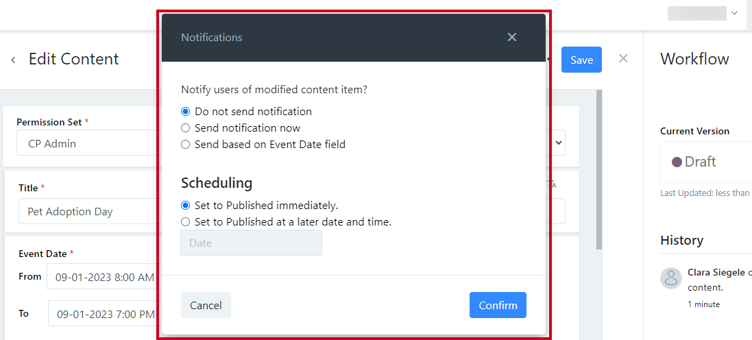 notifications publish.