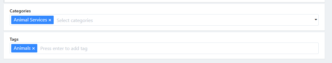 categories and tags.