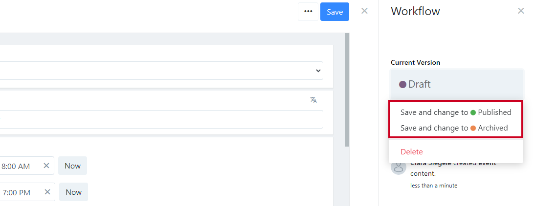 change status of content.