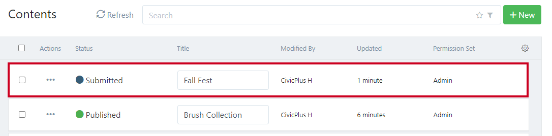 select content item.