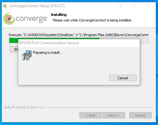 Converge connect popup.