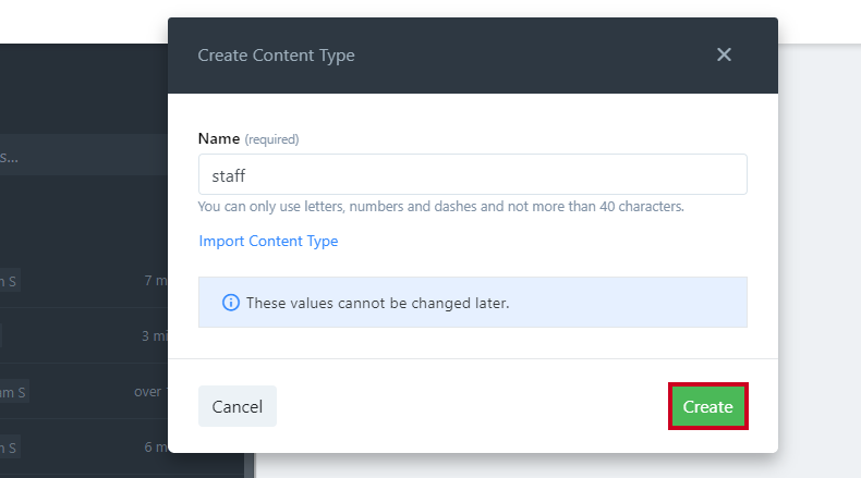 create button.