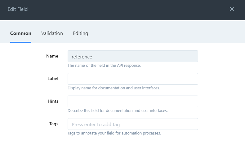common tab fields.