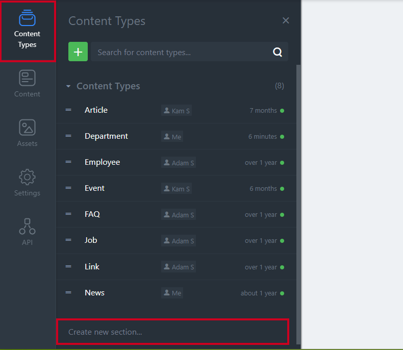 create new section.