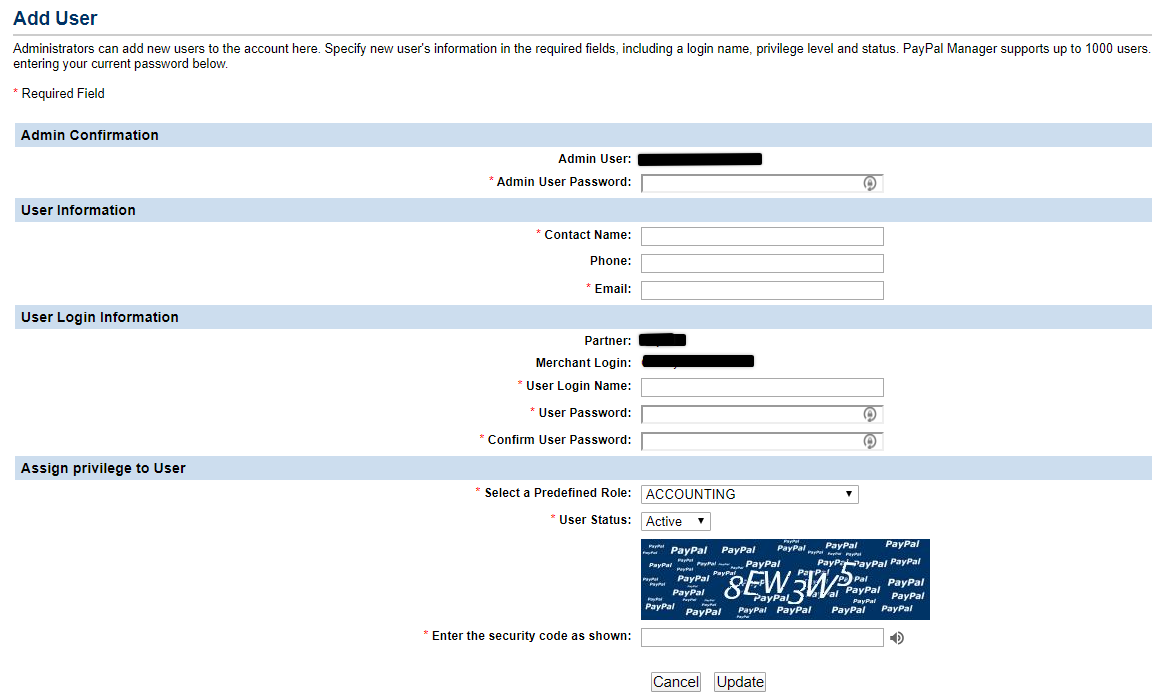 User form.