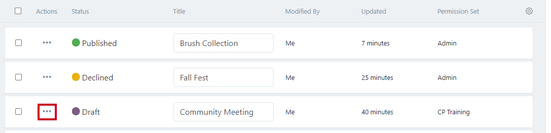 actions three-dot icon next to element.