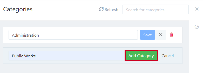 add category button.