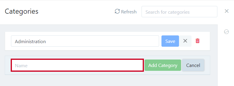 category name field.