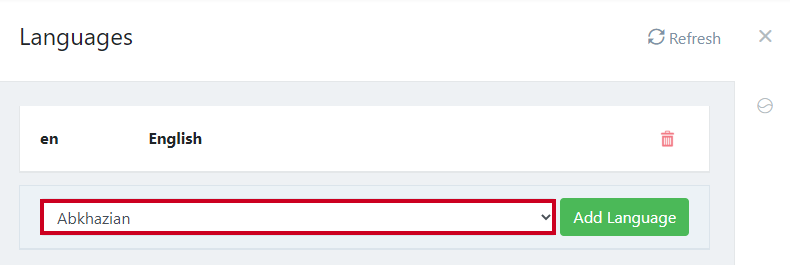 language dropdown.