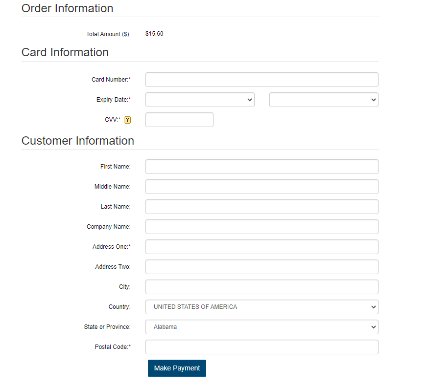 Global PaymentS Form.