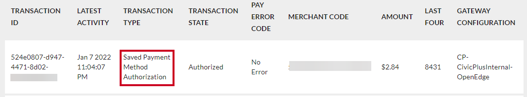 Pay Saved Payment Method Authorization.